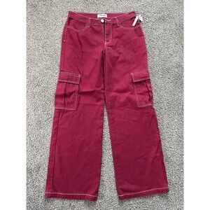 NEW RSQ Y2K Grunge Baggy Loose Cargo Red Jeans Retro High Waist Women’s 27x32